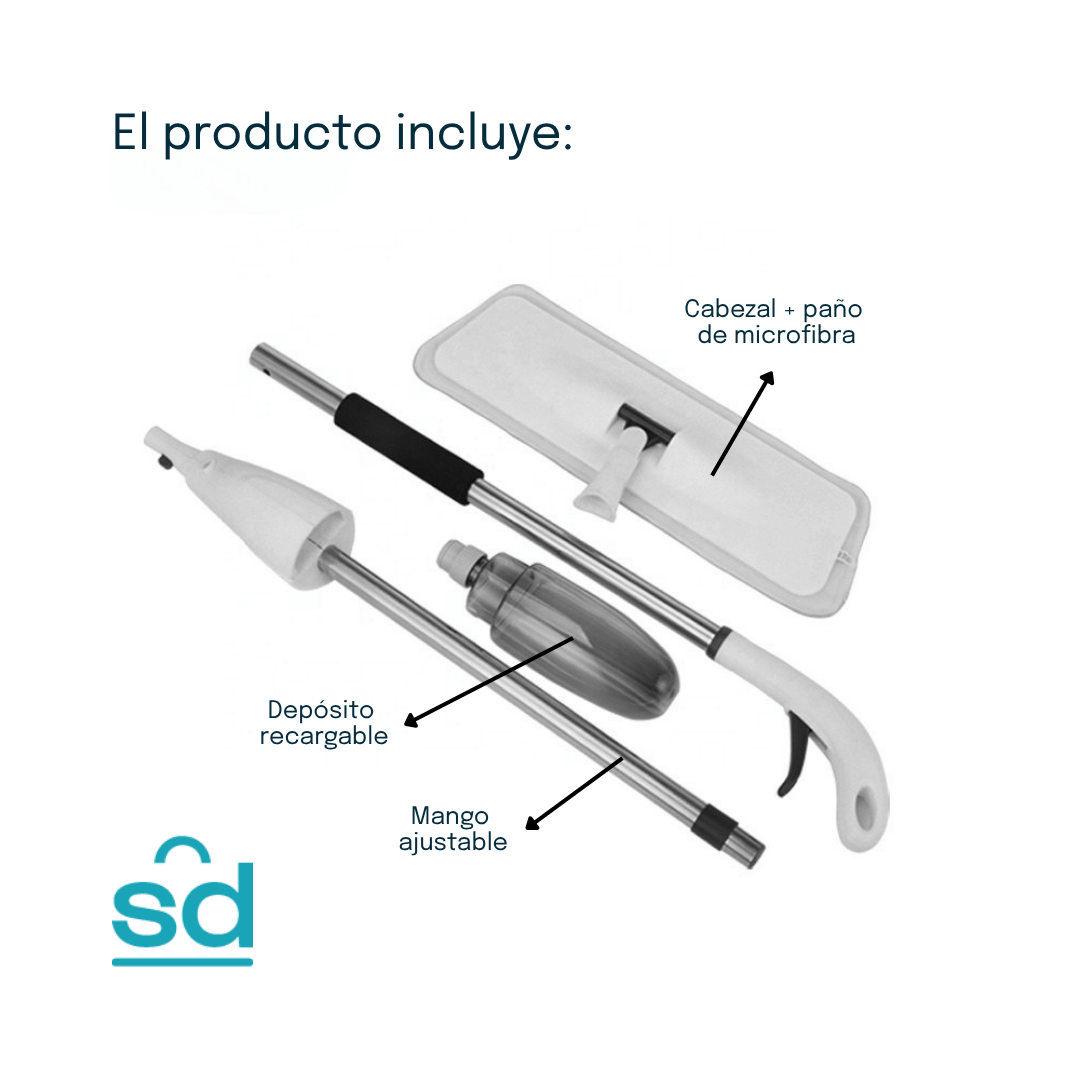 Mopa de Microfibra con Spray y Cabezal Giratorio 360° - Imagen 4