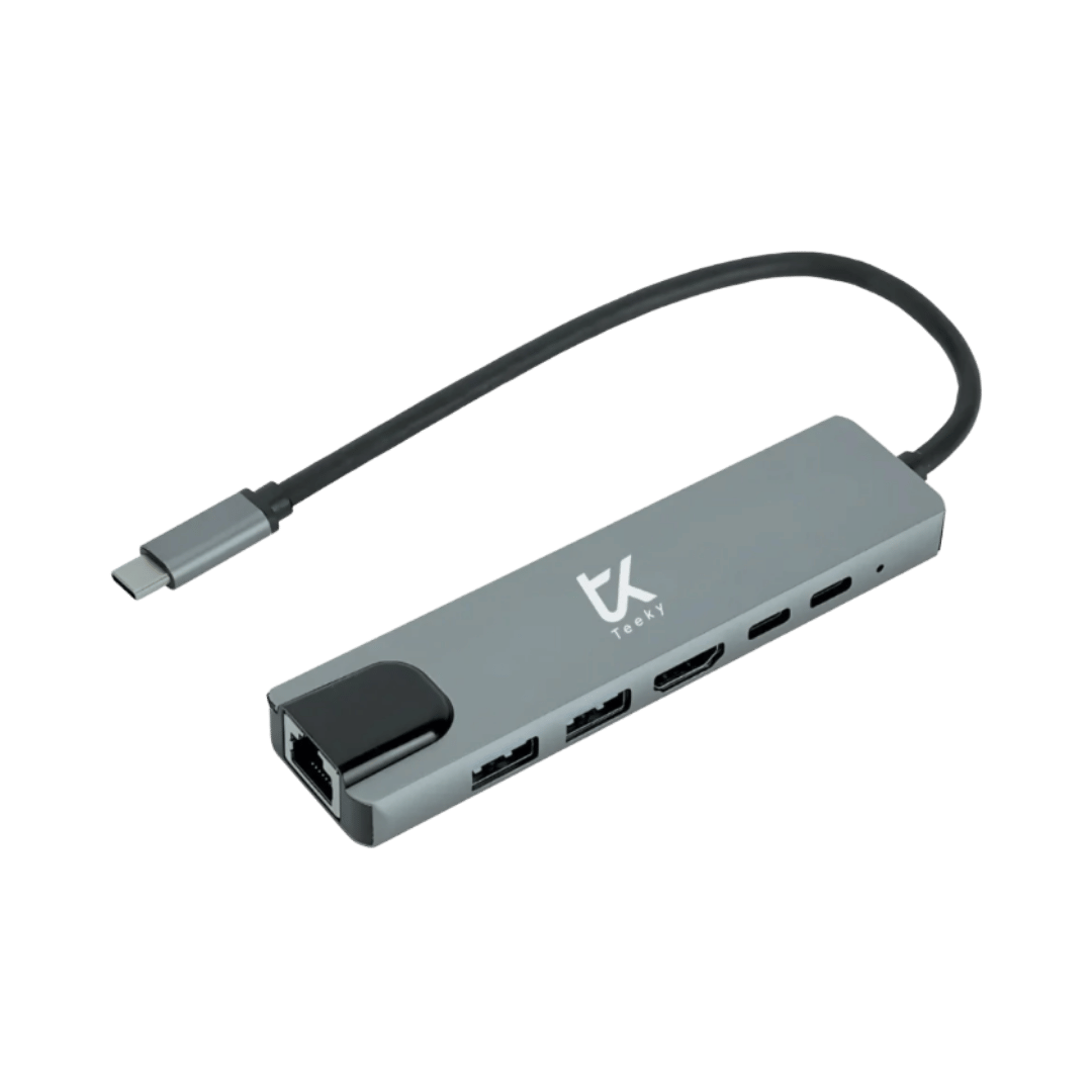 Adaptador Multipuerto USB-C a HDMI 4K Ethernet - Teeky - 6 en 1