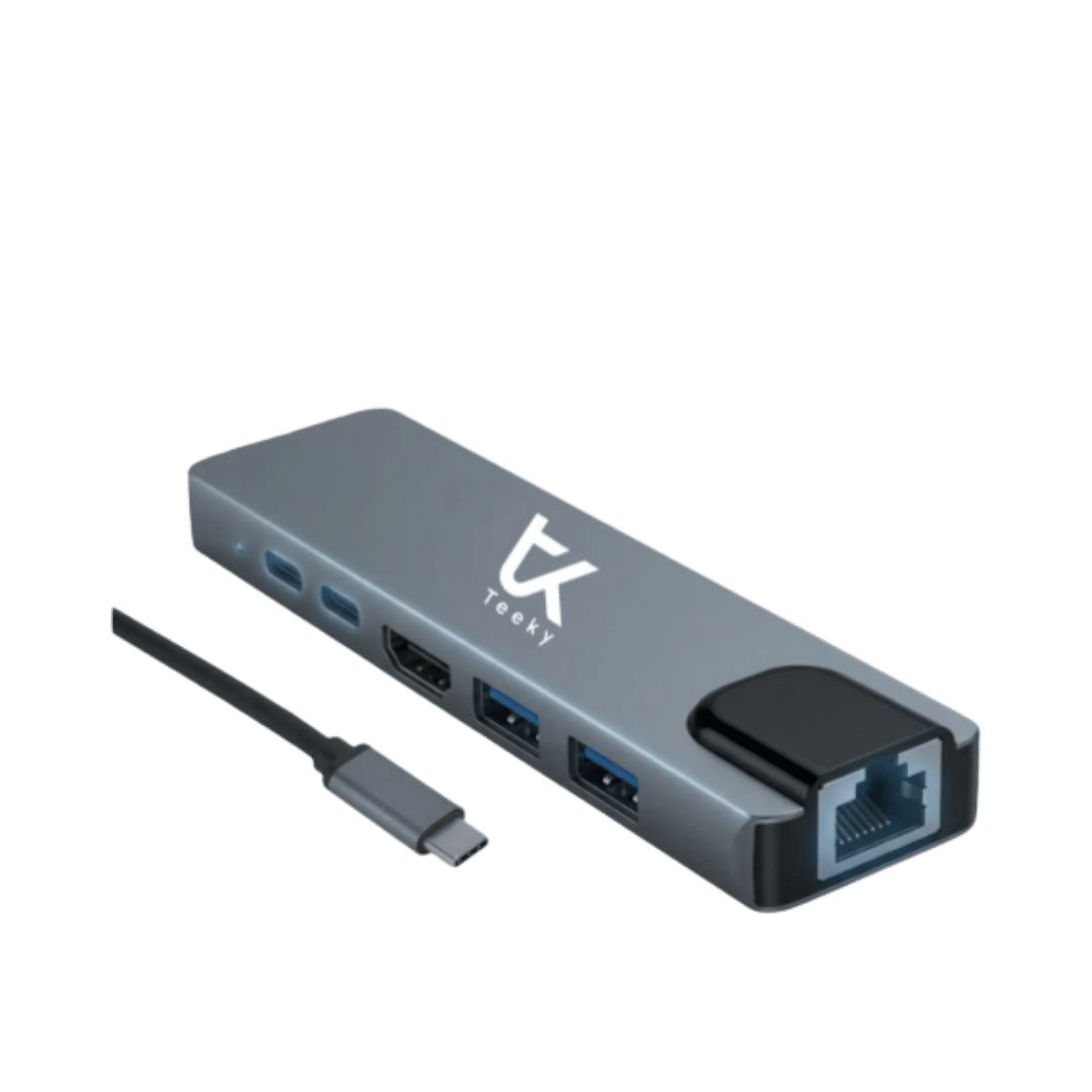 Adaptador Multipuerto USB-C a HDMI 4K Ethernet - Teeky - 6 en 1 - Imagen 2