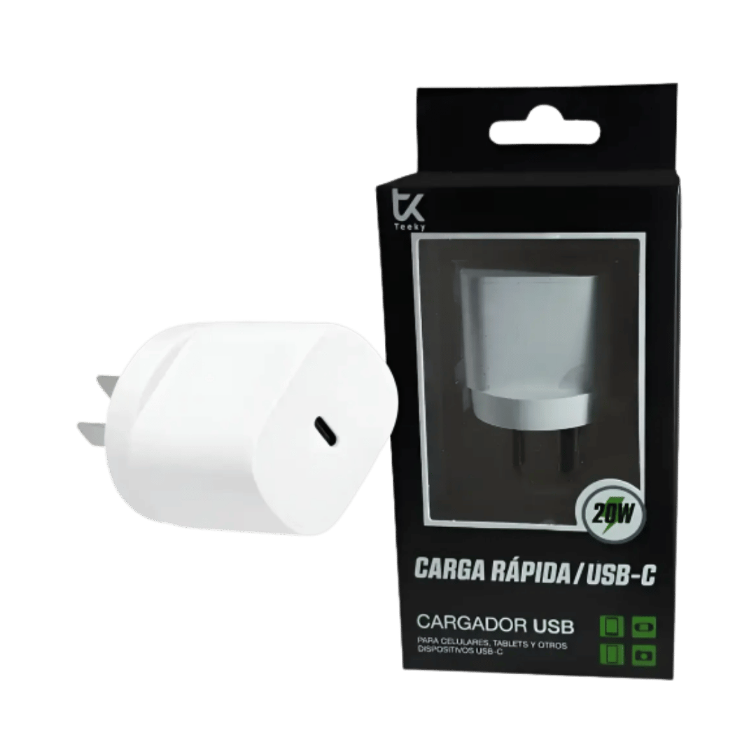 Cargador USB-C 20W Carga Rápida Teeky - Homologado