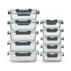 Set de 10 Tuppers de Vidrio con Tapa Hermética — Aptos para Horno, Microondas, Freezer y Lavavajillas